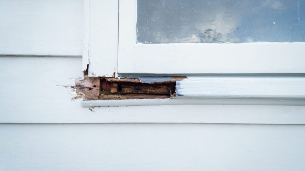 Wood rot on a window